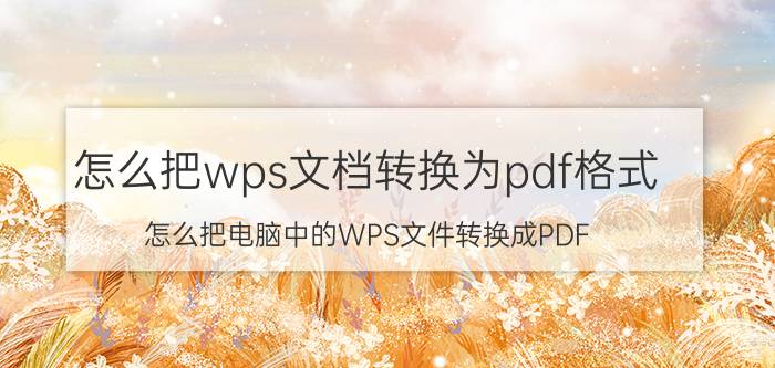 怎么把wps文档转换为pdf格式 怎么把电脑中的WPS文件转换成PDF？